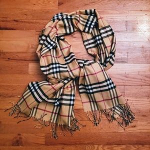 Beige Plaid Scarf